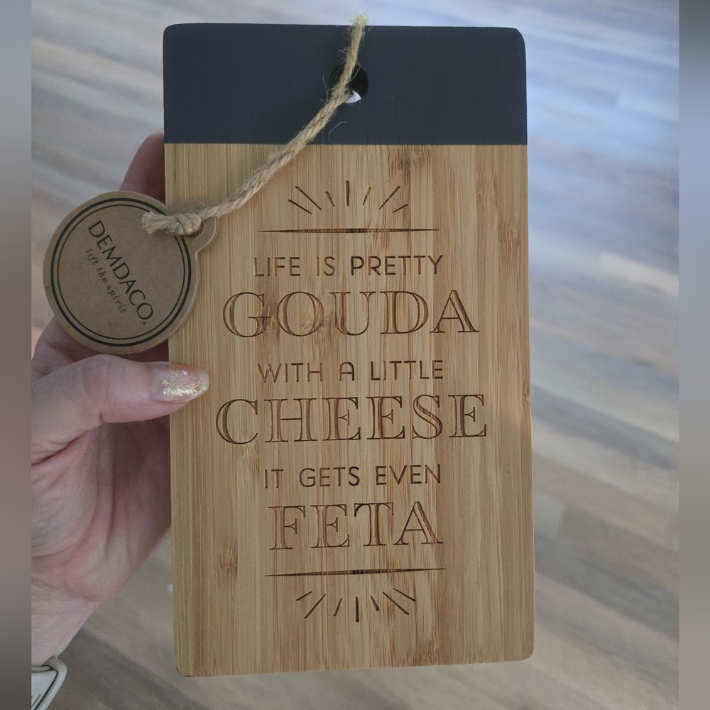 Demdaco Bamboo Cheese Board with Black Accent  / Charcuterie